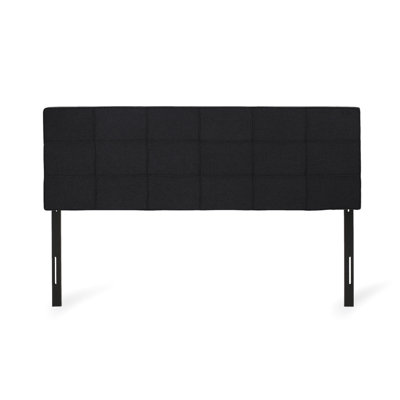 Contemporary King Headboard - Black Fabric Waffle Feature With And Piped Edges
