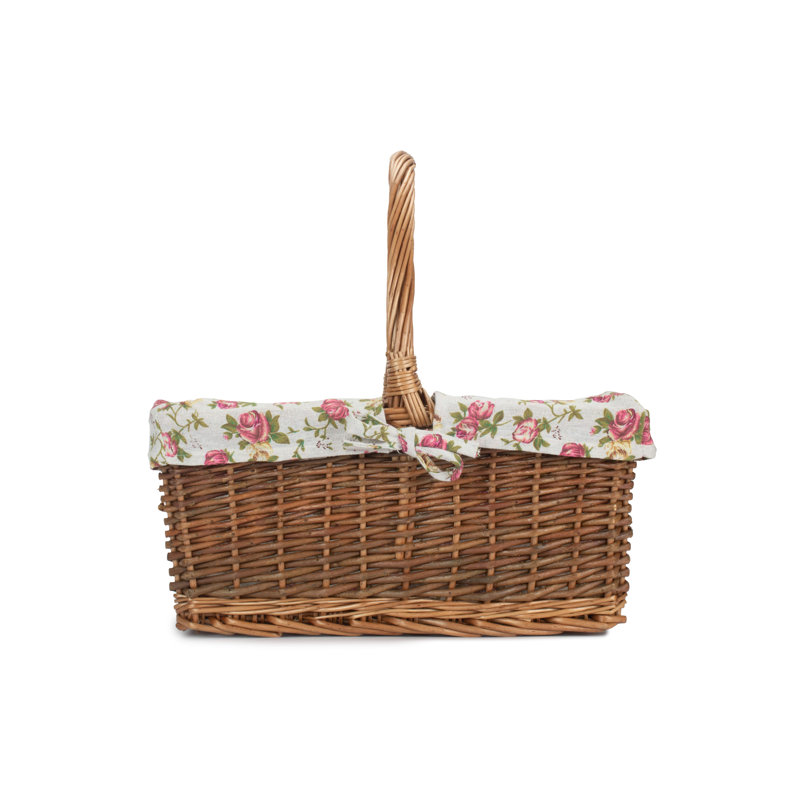 Lily Manor Wicker Unpeeled Willow Shopper Basket with Lining, 38cm H x 42cm W x 35cm D