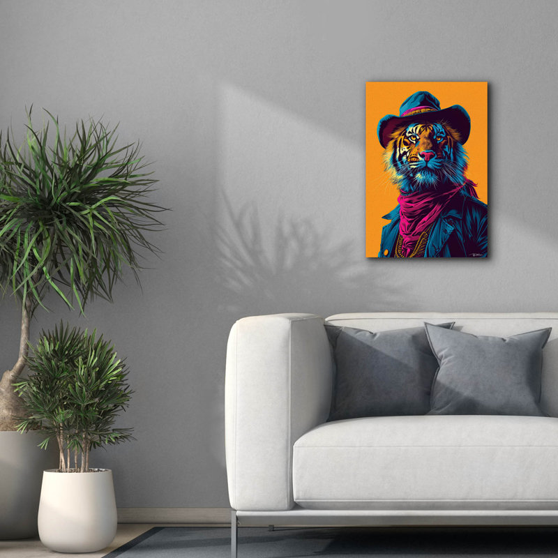 Toile épique «Western Tiger» par Momart, H 26 po x l 18 po x P 0,75 po
