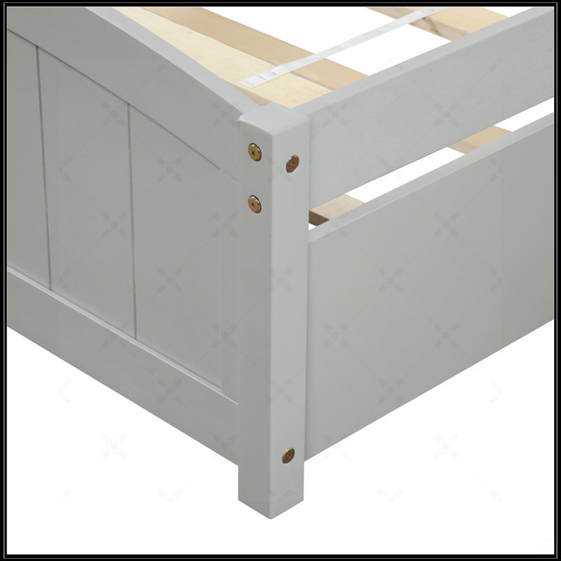 Lit plateforme simple avec lit gigogne, Gris