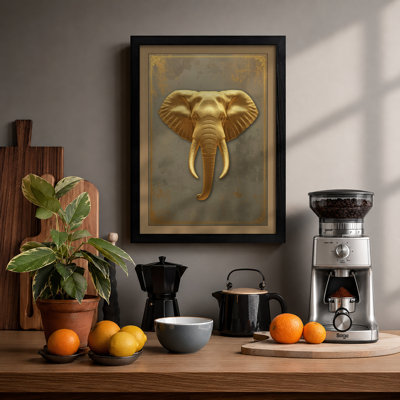 Golden Elephant Art Deco - Framed Print