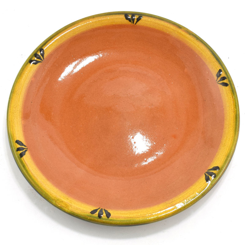 Ancienne batterie de cuisine, assiette à dîner en argile mexicaine, motif trèfle, 10 po