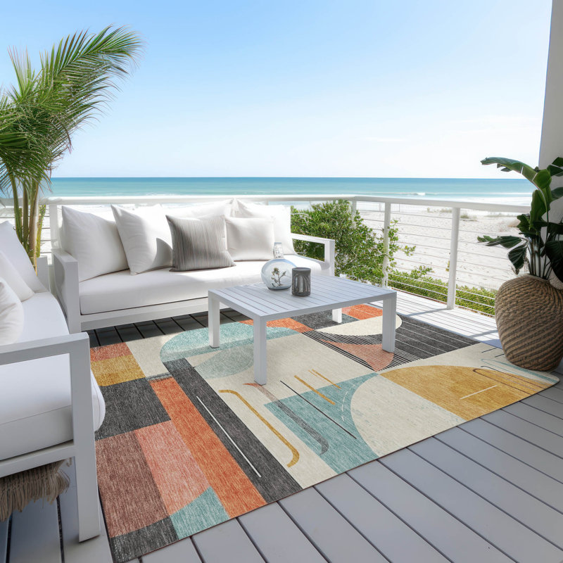 Machine Washable Indoor/Outdoor Chantille ACN1694 GeometricRug, Gray, 8' x 10'