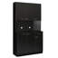Grande armoire noire de 70,35 po pour la chambre à coucher. 6 portes, 1 tablette ouverte, 1 tablette de rangement attrayante en noir. Pièce stable-1575206068