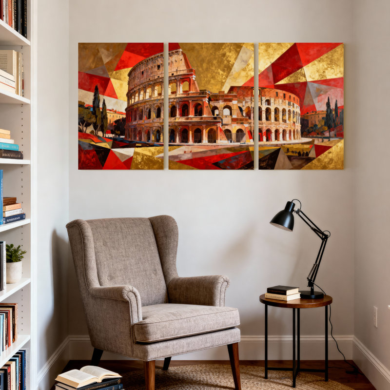 Ensemble de 3 reproductions d'art sur toile, "Cités et pays", H 24 po x l 48 po