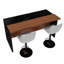 Ensemble d'îlot de cuisine 63 po avec 2 tabourets de bar gris - surface d'aspect marbre noir, éclairage DEL et conception de barbecue pour la salle à manger, espaces à aire ouverte, salon (2 tabourets de bar gris)-1845761174