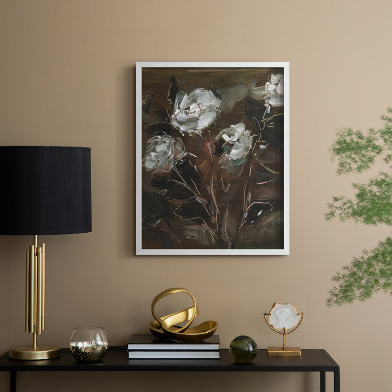 White & Copper Floral I Framed Print - Solid Wood