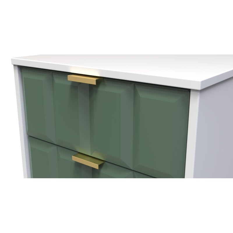 Allem 2 Drawer Bedside Cabinet (Ready Assembled), Labrador Green/White
