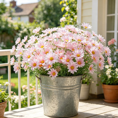 40 Bundles Artificial Silk Daisy Flowers – UV Resistant Fake Wildflowers with Stems, Realistic Outdoor Faux Daisies for Home Garden Office Wedding Decoration
