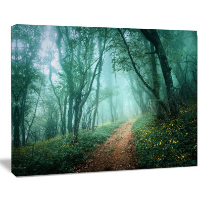 Light Green Mystical Fall Forest - Wrapped Canvas Photograph Print