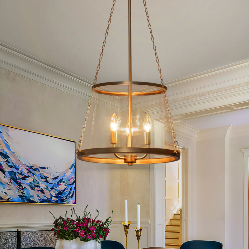 Luminaire suspendu pour îlot de cuisine 3 lumières avec verre conique