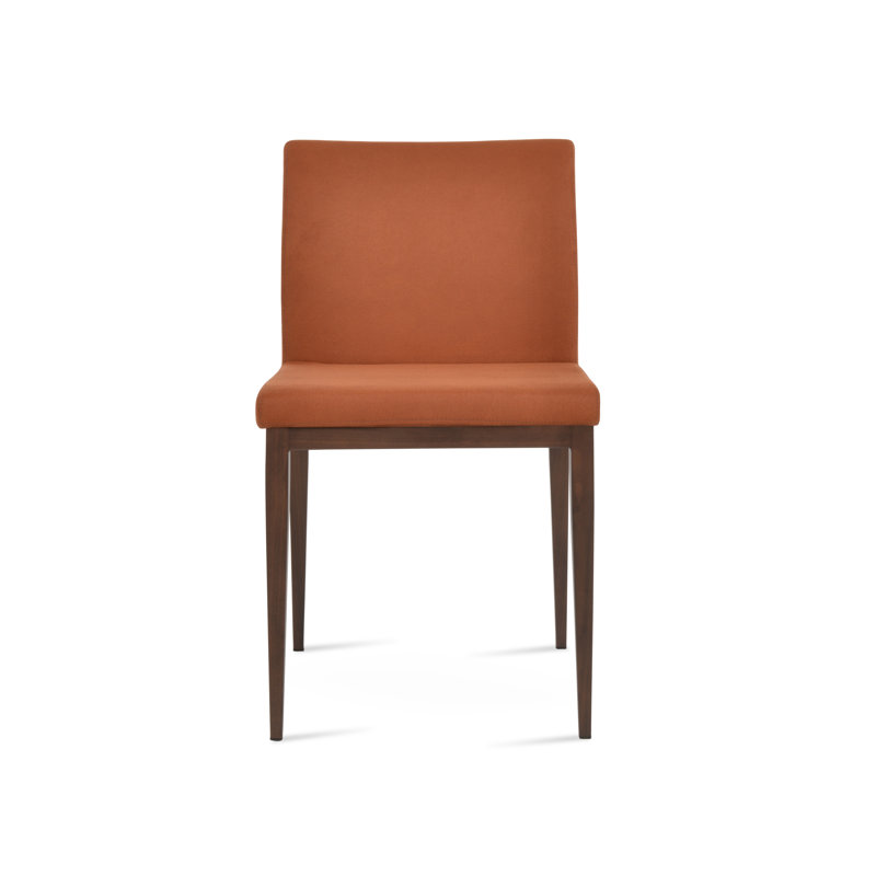 Aria MW Dining Chair in Wool, Fabric Cognac Nubuck, Walnut