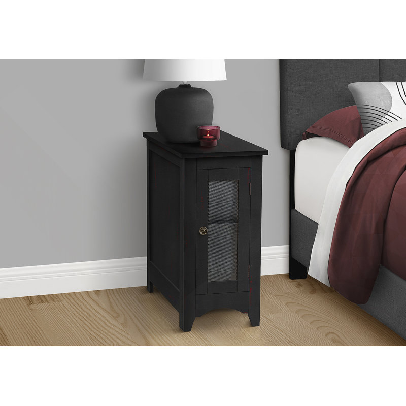 Table d'appoint, table de bout, table d'appoint, étroite, table de chevet, chambre à coucher, rangement, placage noir, Noir