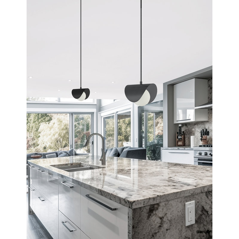 Luminaire suspendu 1 lumière Coint - noir mat - verre opale blanc