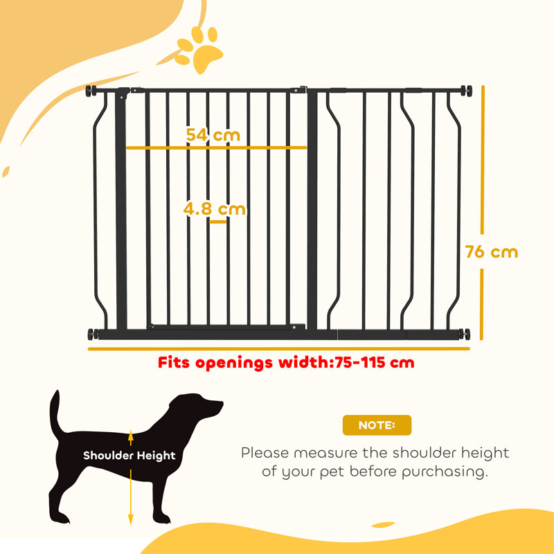 Pressure Mounted Pet Gate With Door, Black