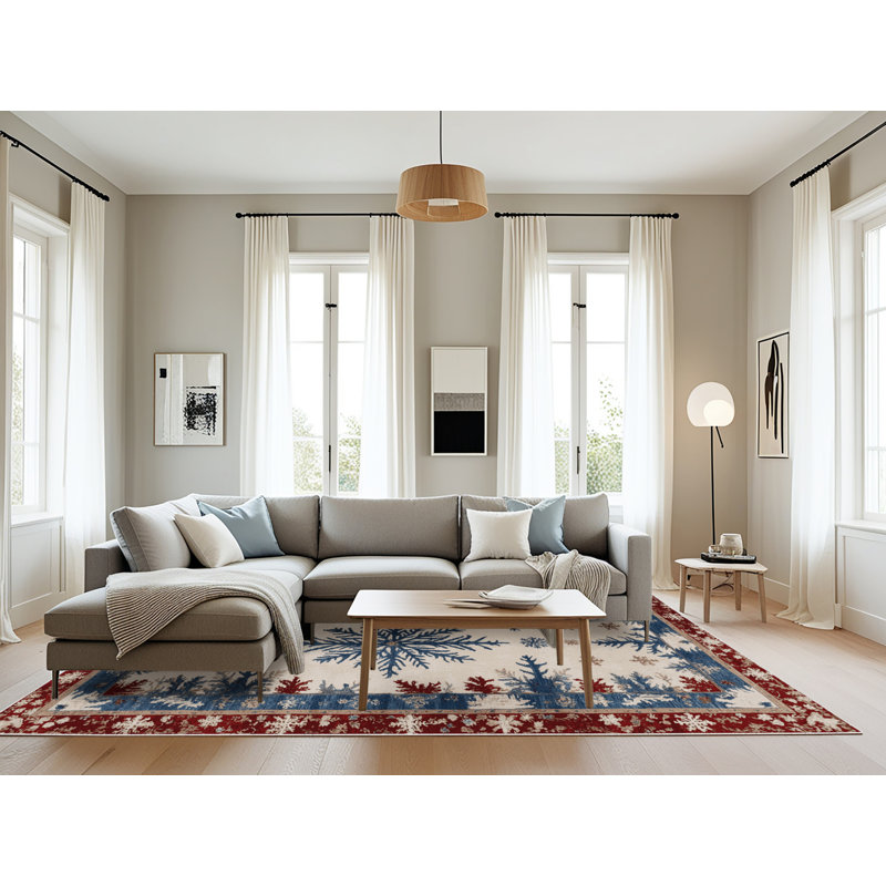 Machine Washable French Beige Area Rug, Rectangle 6' x 9'