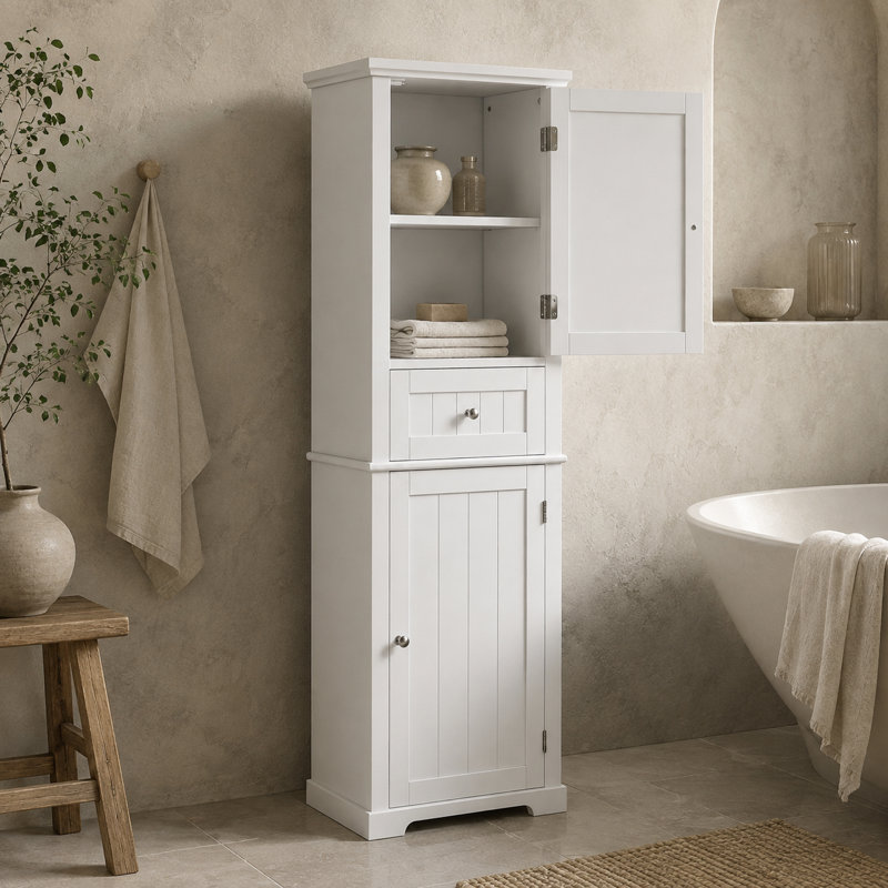 Armoire de rangement sur pied Denai, Blanc