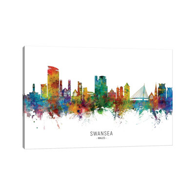 Swansea Wales Skyline by Michael Tompsett - Wrapped Canvas Painting
