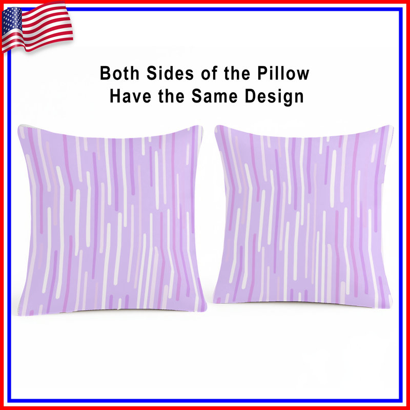 Coussin décoratif à rayures mauves, 18 po x 18 po