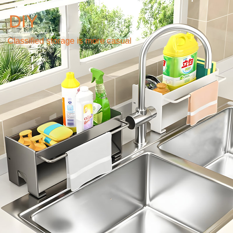 Support de rangement pour évier de cuisine - Support pour évier, support pour éponge et lave-vaisselle
