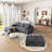 3-piece 104" Corduroy L-shaped Sofa & Ottoman, [upgraded High-density Foam] Modular Sectional, No Assembly-1602316157