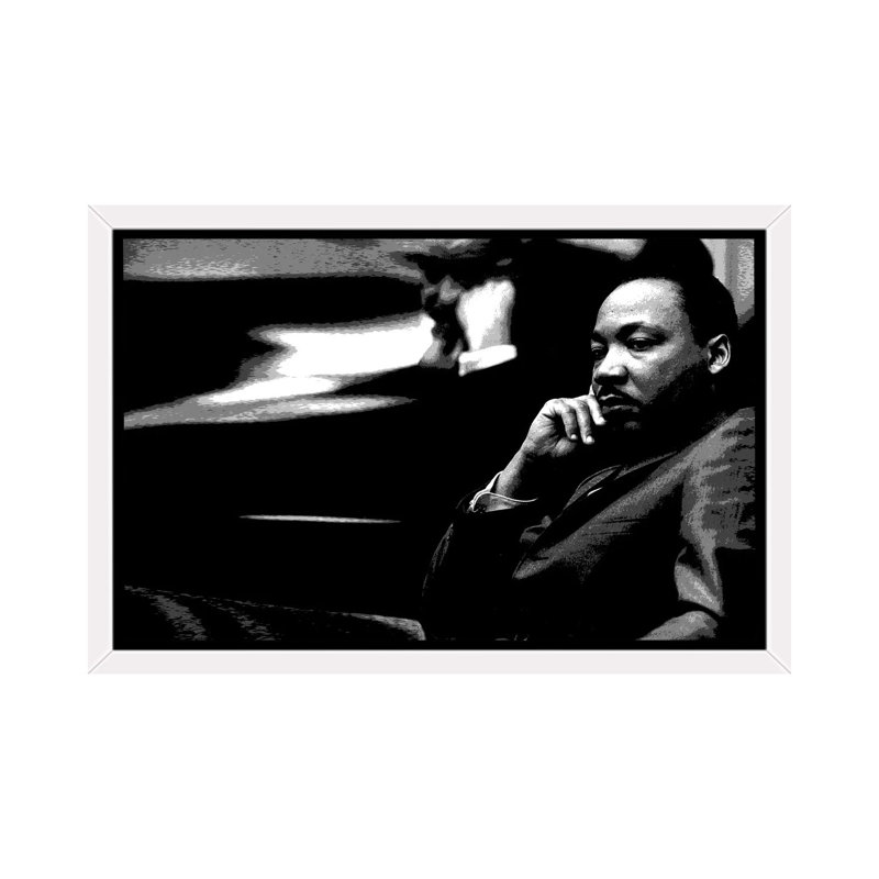 Martin Luther King - reproduction de photo, H 40 po x l 60 po x 1,5 po, Toile blanche encadrée