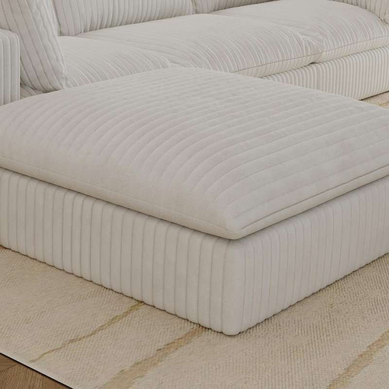 Repose-pieds rembourré moderne et élégant, Blanc