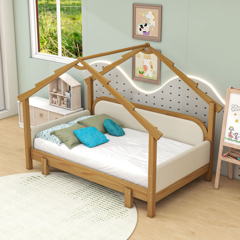Lit simple en bois avec rails, Blanc