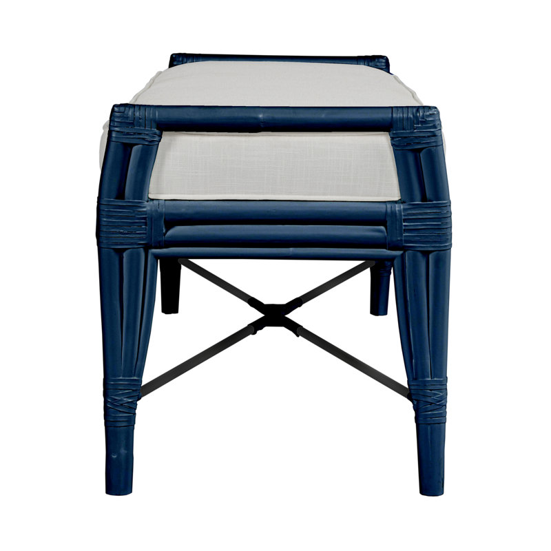 Malacca Upholstered Bench, Navy Blue