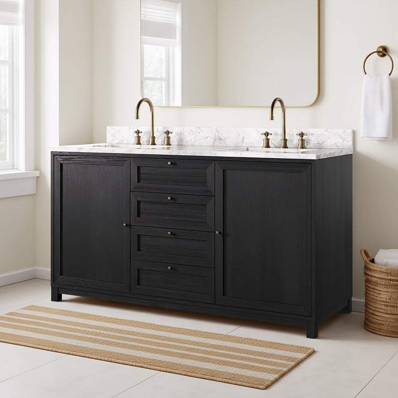 Sonata 60" Double Bathroom Vanity, Black