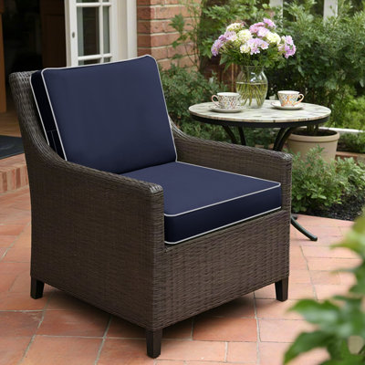Coussins de chaise d'extérieur carrés et imperméables 20 x 20 x 4 pouces, ensemble de 2 coussins de patio, bleu