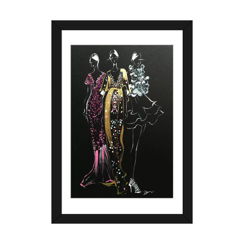 « couture jaquettes », reproduction d’art sur toile tendue, H 24 po x l 16 po x P 1 po, Papier d'art encadré noir, Blanc