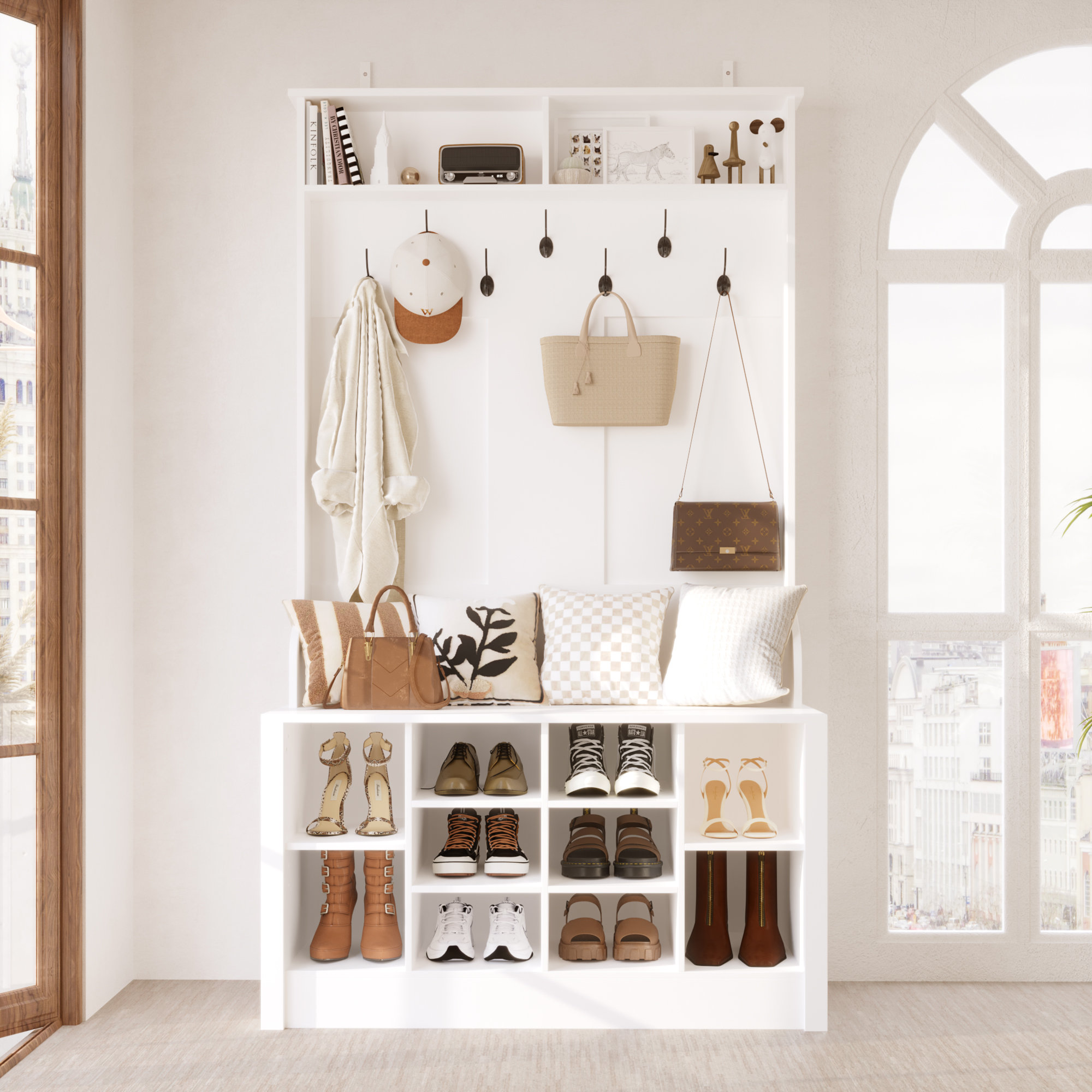 Winston Porter Keasal Hall Tree with Bench and Shoe Storage