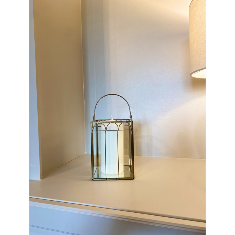 Glass Tabletop Lantern, 16cm H x 12cm W x 12cm D
