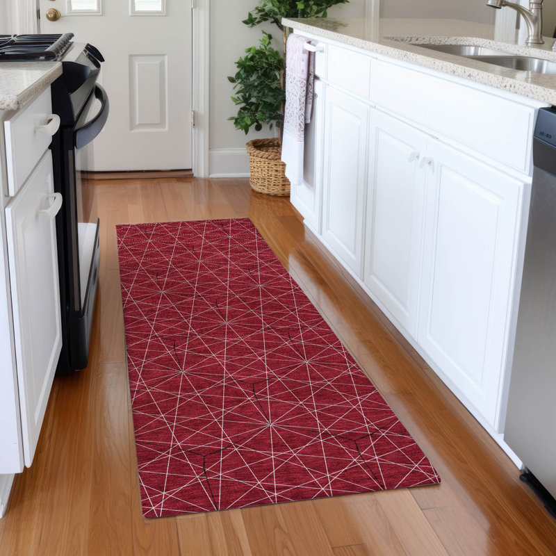 Premium Machine Washable Naglee AMF987 Geometric Rug, Tapis de couloir 2 pi 3 po x 7 pi 6 po