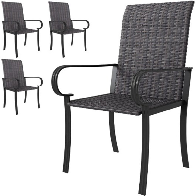 Dining Chairs With Armrest,Highback And Deep Seating, Brown, 4