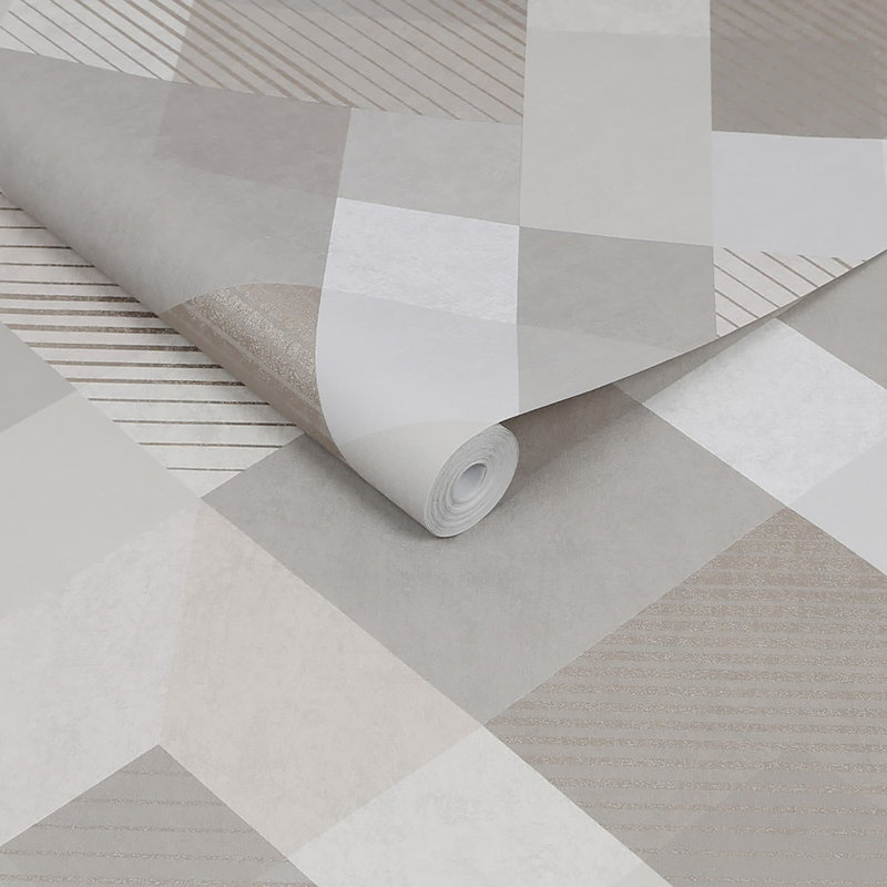 Zen Geometric Metallic Wallpaper Double Roll, Champagne