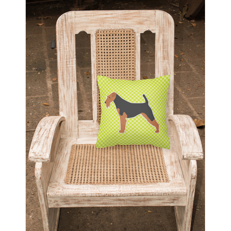 Coussin décoratif intérieur/extérieur terrier gallois, H 14 po x l 14 po x P 3 po, Noir / Vert