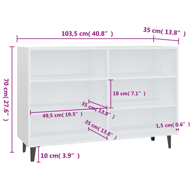 Ayanti 70cm H x 103.5cm W Bookcase, White