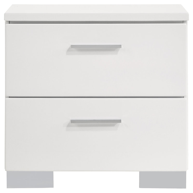 Dulcey White High Gloss 2-Drawer Nightstand