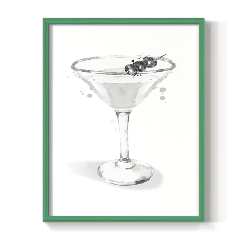 Habillé de martini blanc, reproduction encadrée - bois massif, H 30 po x l 24 po, Vert