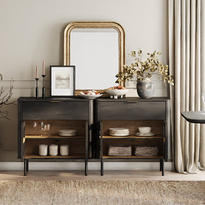 Fellers 63" Sideboard Buffet With Drawers, Credenza Storage Cabinets (Adjustable Shelf)