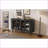 Sideboards Buffet Cabinet, Modern Farmhouse Wood Sideboard with Glass Doors &amp; Adjustable Shelves (Black) | Solid Pine Legs+MDF+Wood Veneer-1122082549
