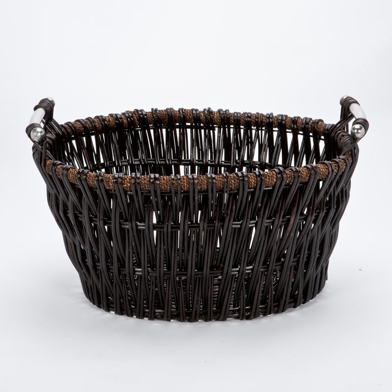 Amilya 57cm W x 43cm D Wicker With Metal Handles Log Store