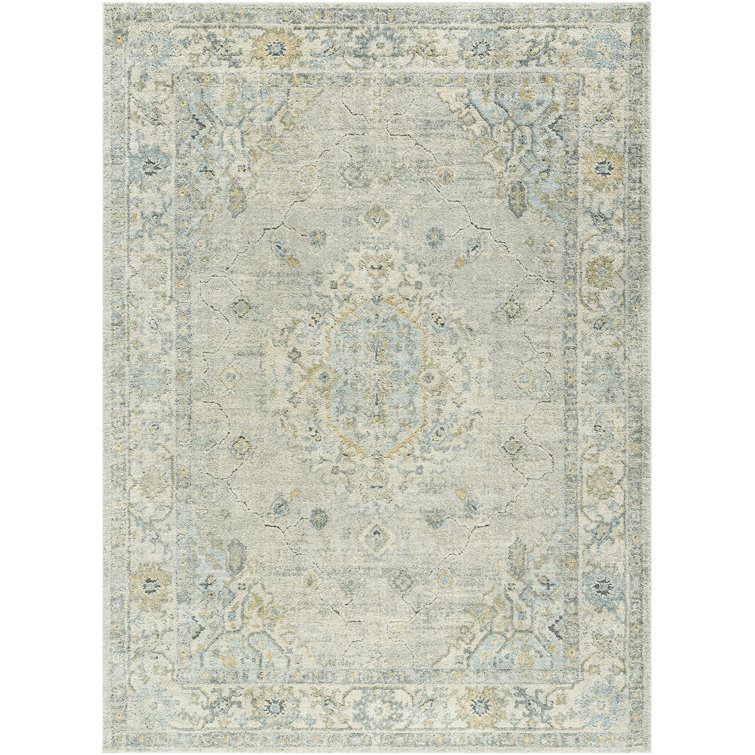 Tapis oriental bleu / brun clair en polyester / polypropylène tissé à la machine Krahn