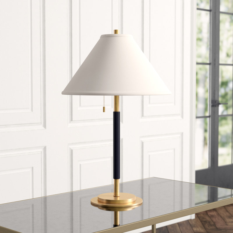 Ralph Lauren Garner 2 Light Standard Table Lamp, Natural Brass/Navy
