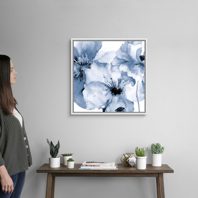 «Flowing Flowers II» par Victoria Brown, reproduction sur toile, H 26 po x l 26 po x P 1,75 po, Cadre blanc