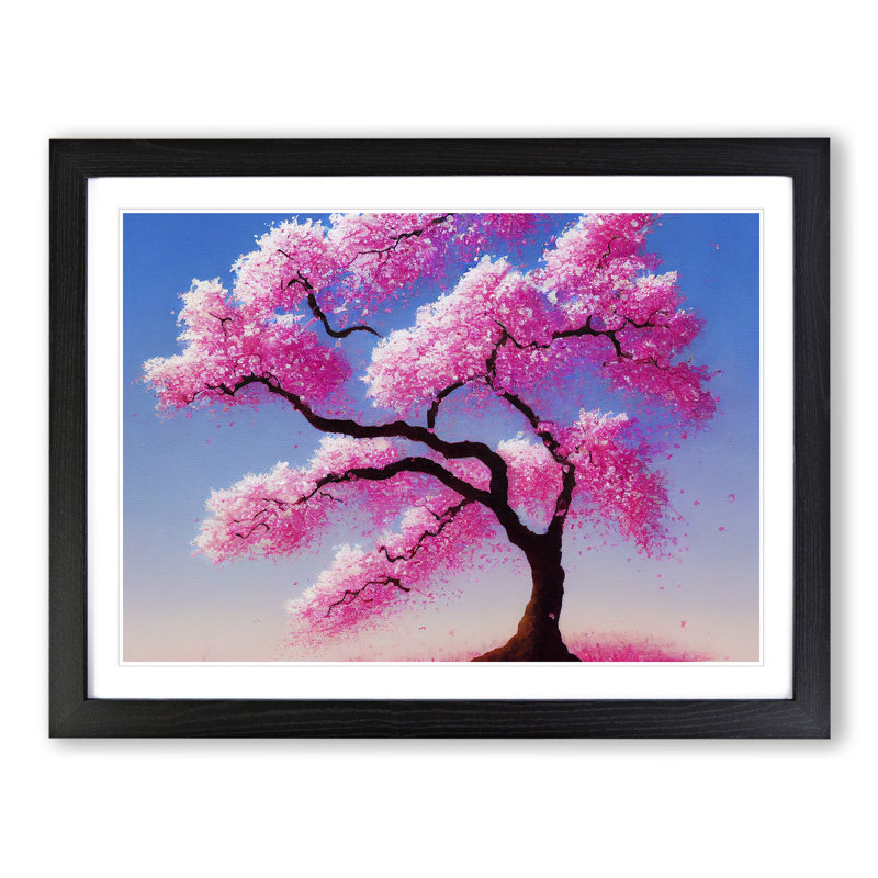 Authentic Cherry Blossom Tree - Single Picture Frame Print, Black Framed, 46cm H x 64cm W x 2cm D