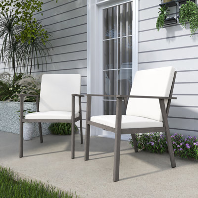 Aluminum Outdoor Dining Armchair With Cushion(Set Of 2)