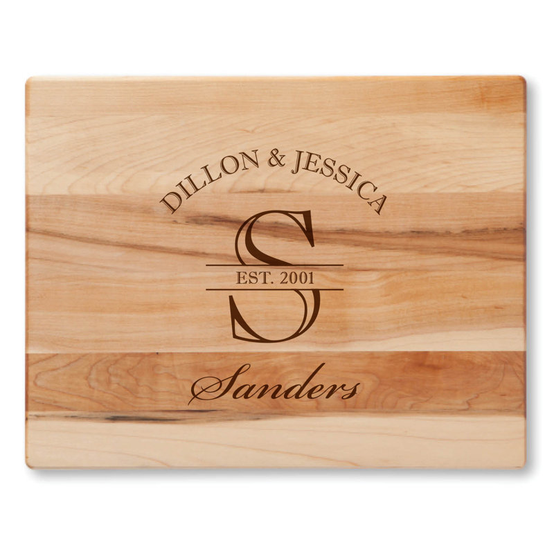 CPS Maple Wood Happy Couple with a Custom Name and Personalization Laser Engraved Letter S Cutting Board